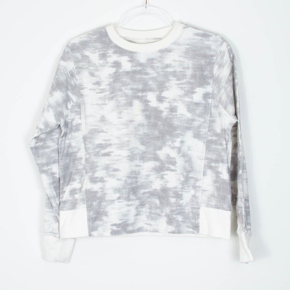 Athleta‎ Farallon Printed Sweatshirt in Inversion Light Gray Womens Size Small